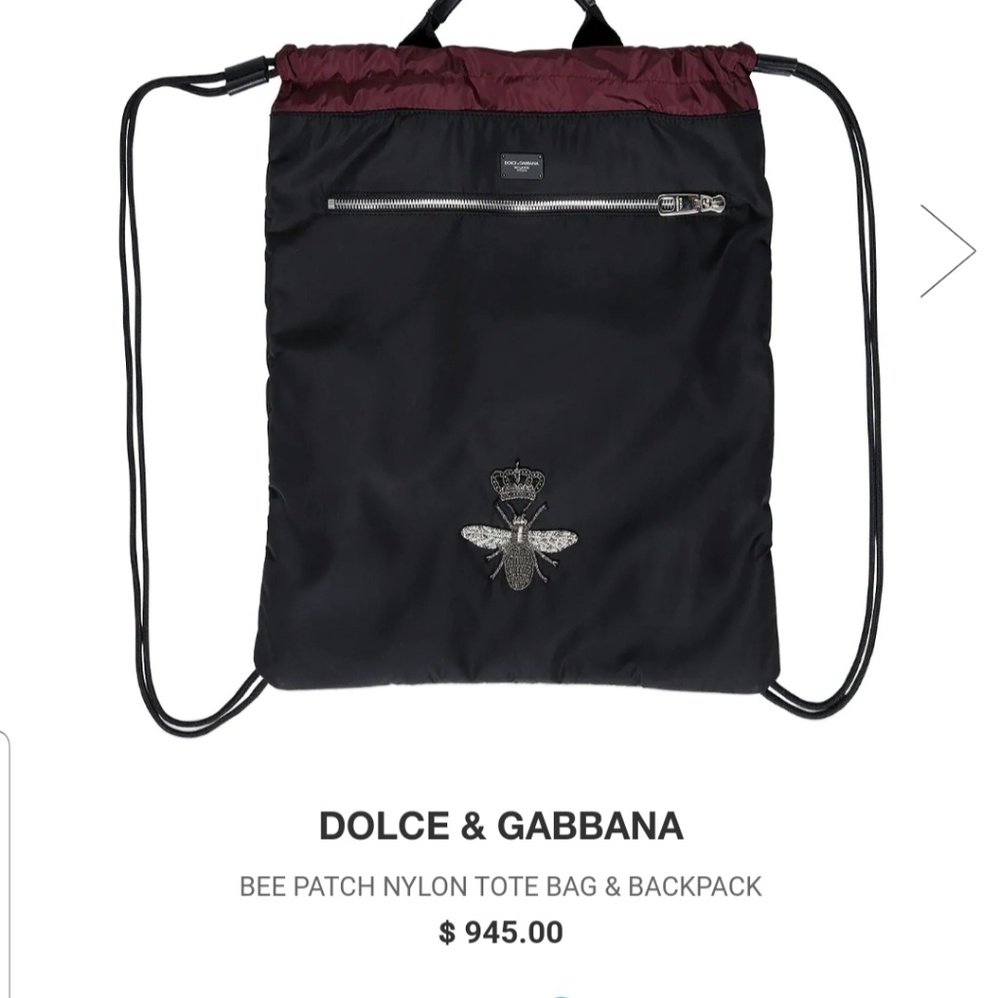 Dolce and Gabbana nylon bee applique backpack